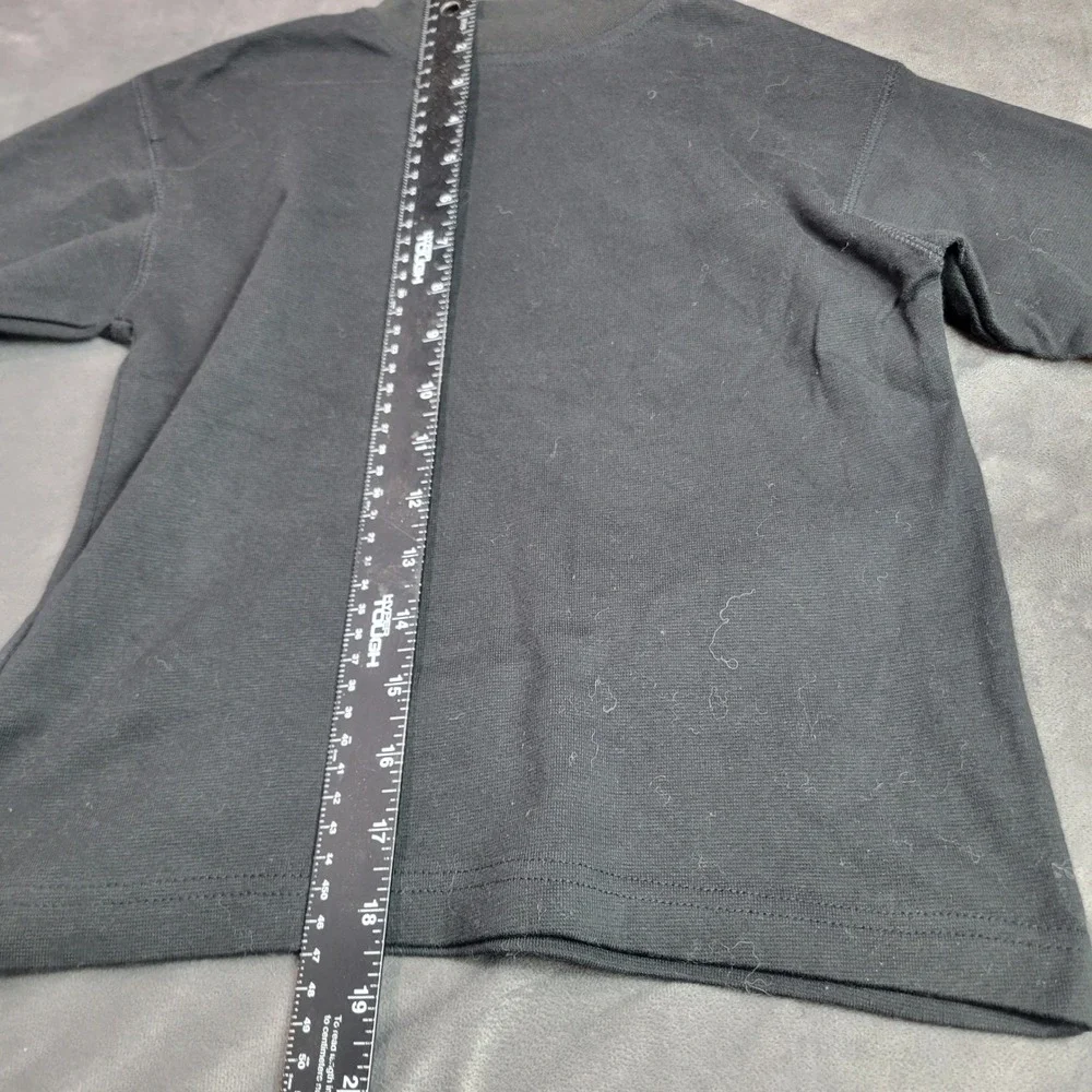 Fresno American Heritage Girls Medium Black Mock Neck‎ Short Sleeve Cotton Shirt
